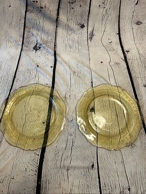 Vintage Federal Glass Madrid Amber yellow Depression Glass Plates Set of 2
